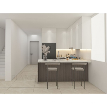 Современный дизайн U-формы глянцевые маленькие кухонные шкафы